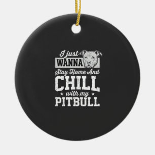 Décoration En Céramique Pitbull Reste à la Maison et se Détendre Design