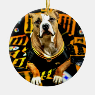 Décoration En Céramique Pitbull Secourt Dog Football Fanatic