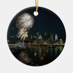 Décoration En Céramique Pittsburgh rare - vue d'Ornement-Nuit et de jour