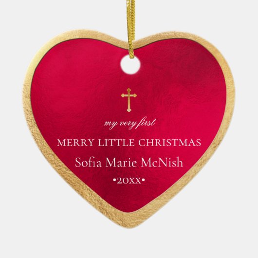 Décoration En Céramique PixDezines Premier Noël de bébé, Rouge (Devant)