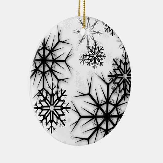 Décoration En Céramique PixDezines Snowflakes White + Black (Droite)