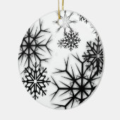 Décoration En Céramique PixDezines Snowflakes White + Black (Gauche)