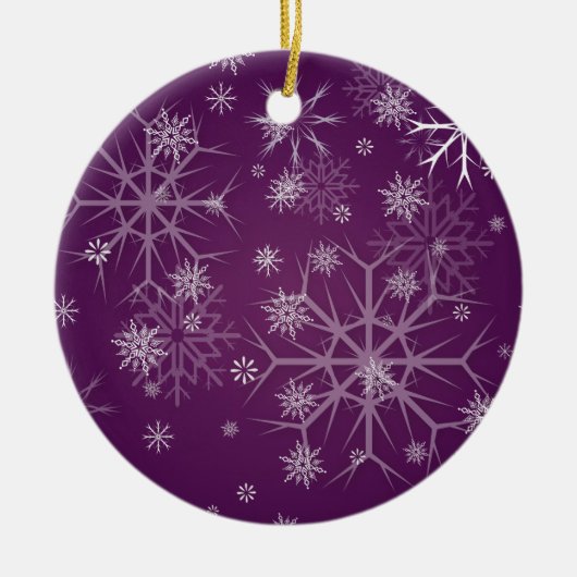 Décoration En Céramique PixDezines Snowflakes White + Plum (Devant)