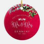 Décoration En Céramique PixDezines Wreath hiver, premier Noël (Dos)