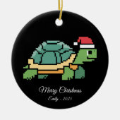 Décoration En Céramique Pixel Art Turtle Tortoise Santa Hat (Devant)
