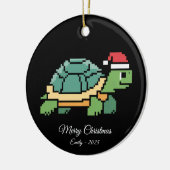 Décoration En Céramique Pixel Art Turtle Tortoise Santa Hat (Gauche)