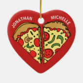 Décoration En Céramique Pizza de Noël Drôle de deux monogrammes (Dos)