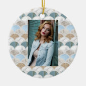 Décoration En Céramique plage aqua bleu marbre blanc pastel pèse-sirène (Devant)