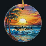 Décoration En Céramique Plage de Myrtle Beach personnalisée Faux Verre ten<br><div class="desc">Sympa souvenir tropical de voyage personnalisé. Personnalisation : Changez la légende et l'année pour la rendre unique.</div>