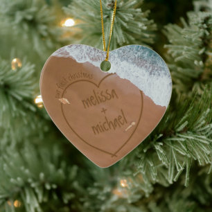 Décoration En Céramique Plage Donnée Notre Premier Noël Avec Des Noms