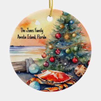 Décoration En Céramique Plage personnalisée avec arbre de Noël de crabe