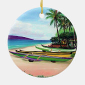 Décoration En Céramique Plage ronde de canoë (Dos)