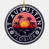 Décoration En Céramique Plage St Augustine Floride Palmiers Retro Sunset (Dos)