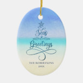 Décoration En Céramique Plages de Noël Mer et Salutations (Devant)