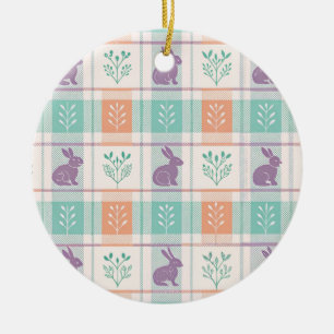 Décoration En Céramique Plaid à carreaux de Pâques  
