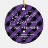 Décoration En Céramique Plaid Purple Nouveau Accueil Premier Noël (Devant)