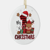 Décoration En Céramique Plaid Reindeer “My 1st Christmas” (Droite)