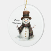 Décoration En Céramique Plaid Scarf Snowman Christmas (Gauche)