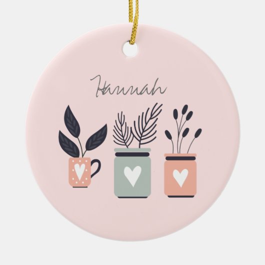 Décoration En Céramique Plantes en pot modernes rose pastel et gris (Devant)