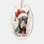 Décoration En Céramique Plaque d'or Père Noël Paws Doberman Pinscher (Gauche)