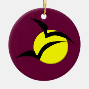 Décoration En Céramique Pleine lune et Pendentif chauves-souris