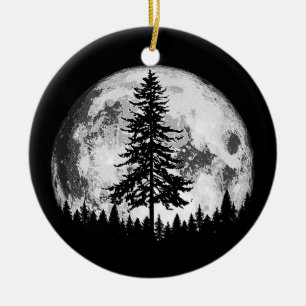 Décoration En Céramique Pleine lune rétro et minimaliste Arbre à pin Vinta