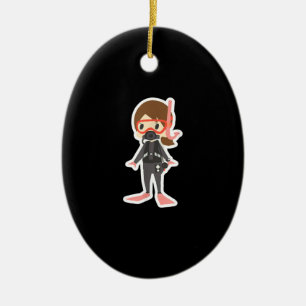 Décoration En Céramique Plongée J'Aime Snorkeling nage fille enfants