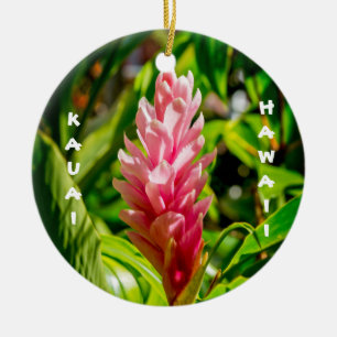 Décoration En Céramique Plumeria et gingembre d'Hawaï en rose