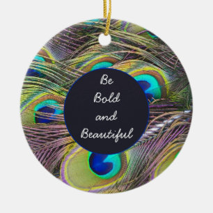 Décoration En Céramique Plumes de paon Ornament rond