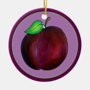 Décoration En Céramique Plums mûrs Été Purple Plum Illustration