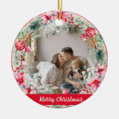 Décoration En Céramique Poésie mignonne Poinsettia rouge verte couronne No (Devant)