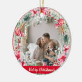 Décoration En Céramique Poésie mignonne Poinsettia rouge verte couronne No (Gauche)