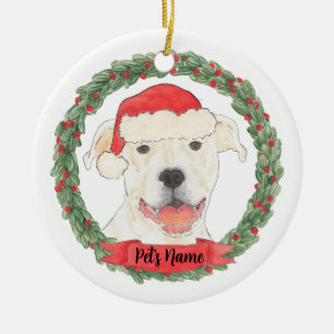 Décoration En Céramique Poignée Pitbull blanche personnalisée
