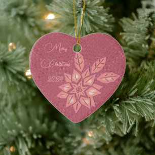 Décoration En Céramique Poinsettia dégradé rose paille et pêche
