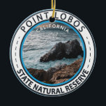 Décoration En Céramique Point Lobos State Natural Reserve California Badge<br><div class="desc">Design photoréaliste de Point Lobos. La mer près de Point Lobos est considérée comme l'un des meilleurs endroits pour la plongée sous-marine sur la péninsule de Monterey et le long de la côte californienne.</div>