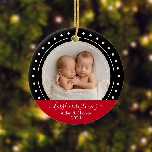 Décoration En Céramique Points noirs et rouges de Noël