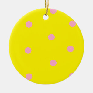 Décoration En Céramique Pois roses sur jaune