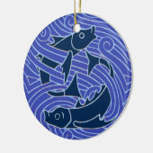 Décoration En Céramique Poisson Gras Baignade Océan Bleu Pêche (Gauche)