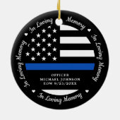 Décoration En Céramique Police En Mémoire Amoureuse Mince Ligne Bleue Memo (Dos)