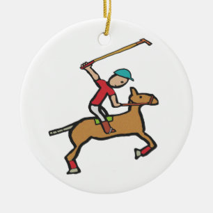 Décoration En Céramique Polo Jouer cheval et cavalier