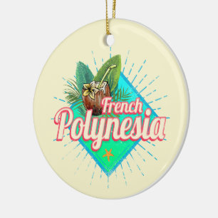 Décoration En Céramique Polynésie française Île Pacifique Souvenir Vintage