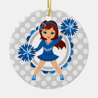 Décoration En Céramique Pom-pom girl Bleue Brunette - Mignonne Cheval