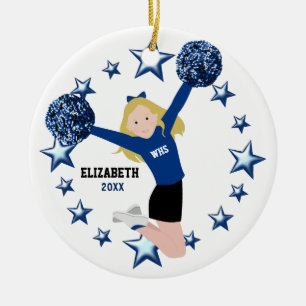 Décoration En Céramique Pom-pom girl blond Pom Poms dans le bleu et le