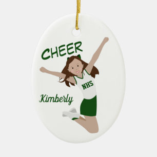 Décoration En Céramique Pom-pom girl Brunette Vert & Blanc