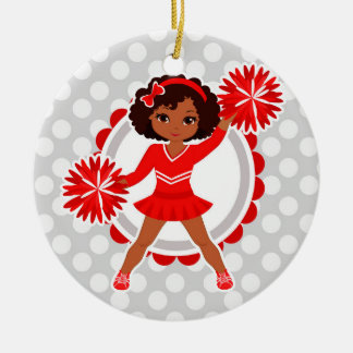 Décoration En Céramique Pom-pom girl - Cute Red African American Cheer