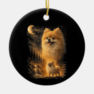 Décoration En Céramique Pomeranian hurlant à la Lune – Chien drôle Vintage