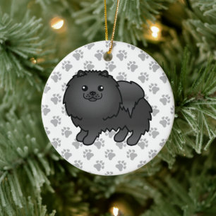 Décoration En Céramique Pomeranian noir Chien de dessin animé mignon & Pat