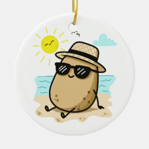 Décoration En Céramique Pomme de Terre sur la Plage Ambiance Estivale