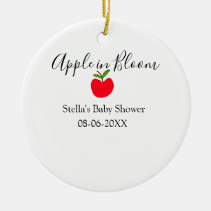 Décoration En Céramique Pomme en fleurs baby shower pomme rouge nom date