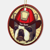 Décoration En Céramique Pompier Boston Terrier (Gauche)